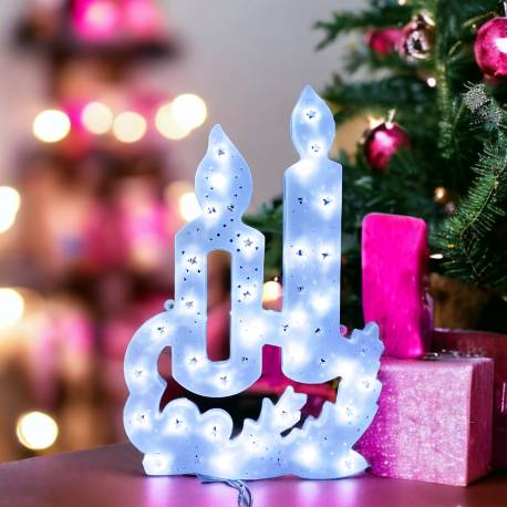 Wisząca Ozdoba Xxl Świecznik Biały Lampki Led Lamp13B