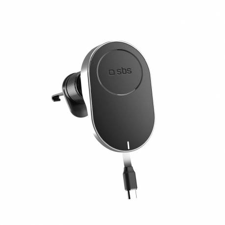 Uchwyt Na Smartfona Z Ładowarką Bezprzewodową Sbs Tesupp15Wretracabl Ze Zwijanym Kablem Kompatybilny Z Magsafe - Czarny