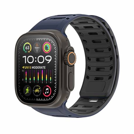 Dux Ducis Pasek Cs Magnetyczny Silikonowy Do Apple Watch 42/44/45/46/49 Mm Granatowo Czarny