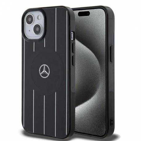 Etui Mercedes Double Layer Crossed Lines Magsafe Na Iphone 15 - Czarne