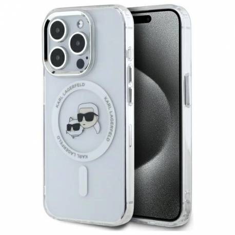 Etui Karl Lagerfeld Iml Metal Karl&choupette Head Magsafe Na Iphone 15 Pro - Białe