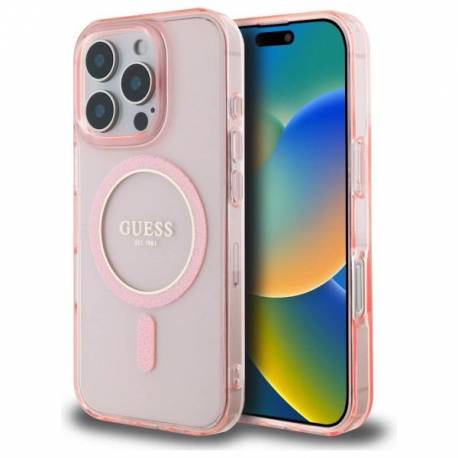 Etui Guess Iml Glitter Circle Magsafe Na Iphone 16 Pro Max - Różowe