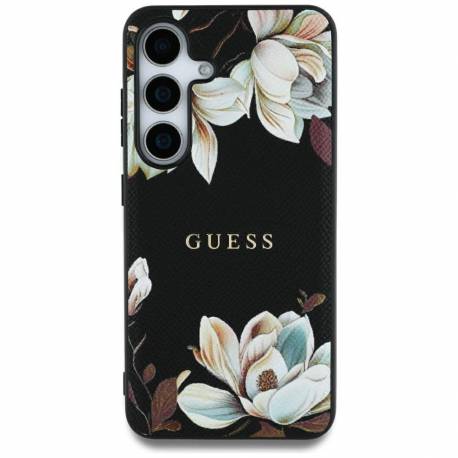 Etui Guess Grained Printed Flower Pattern Magsafe Do Samsung Galaxy S25 Ultra Czarny