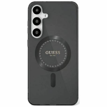 Etui Guess Rhinestones Printed Classic Logo Magsafe Samsung Galaxy S25 Ultra Czarny