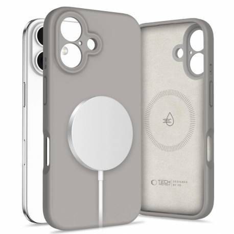 Etui Tech-Protect Liquid Silicone Magsafe Na Iphone 16 - Szare