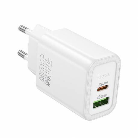 Hoco Ładowarka Sieciowa Usb A + Typ C Pd Qc3.0 3A 30W N63 Biała