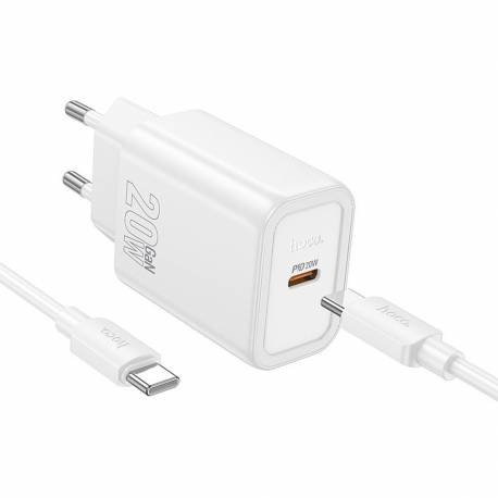 Hoco Ładowarka Sieciowa Typ C + Kabel Typ C Do Typ C Pd Qc 20W N60 Biała