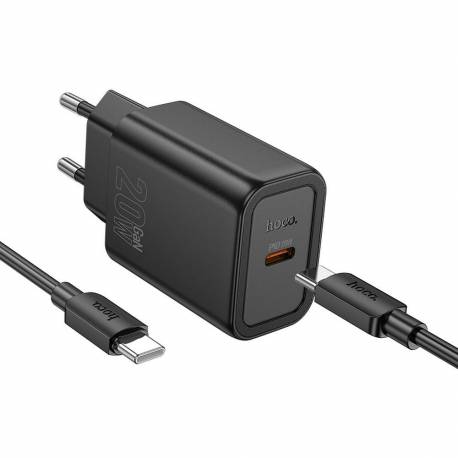 Hoco Ładowarka Sieciowa Typ C + Kabel Typ C Do Typ C Pd Qc 20W N60 Czarna