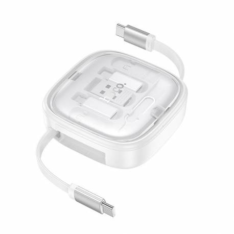 Hoco Kabel All-In-One Zwijany W Zestawie Z Wymiennymi Końcówkami Pd 3A 60W U140 0,95 M Biały