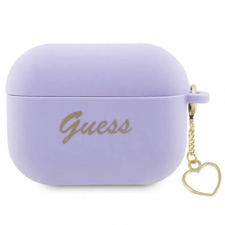 Guess Futerał Do Apple Airpods Pro 2 (2022 / 2023) Guap2Lschsu (Silicone Charm Heart Collection) Fioletowy