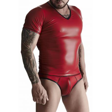 Męski Komplet Z Wetlooka: T-Shirt W Serek, Figi Typu Brazyliany Xl