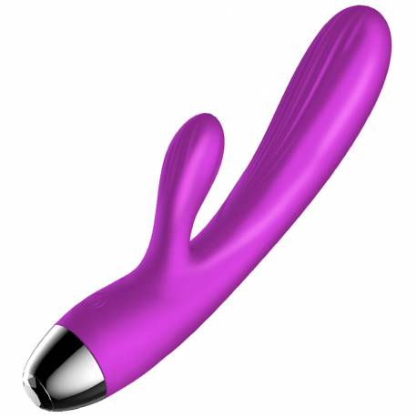Wibrator-Silicone Vibrator And Pulsator Purple Usb 7+7 Function / Heating