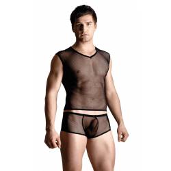 Net Set - Shirt And Thong - Black Xl
