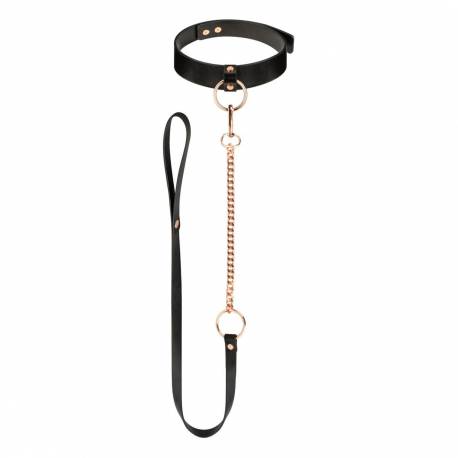 Rosy Gold - Collar With Leash - Black