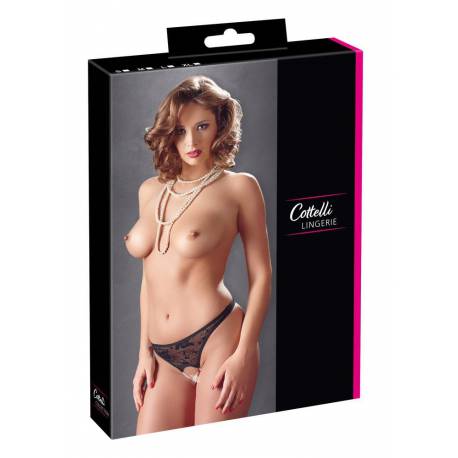 Lace String Pearls Black L