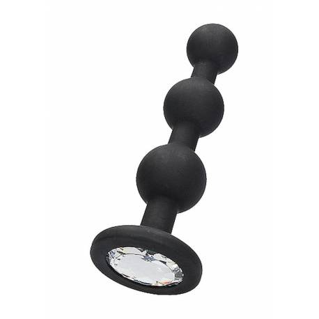 Silicone Beaded Diamond Butt Plug - Black