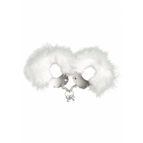 Kajdanki-Śmieszna Zabawka-Kadanki - Metallic Handcuffs,feather Cov.. White