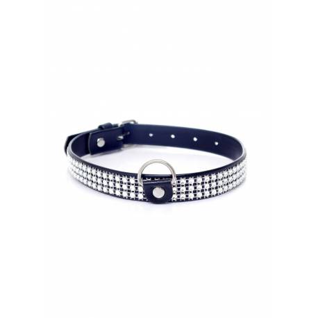 Fetish B - Series Collar With Crystals 2 Cm Silver