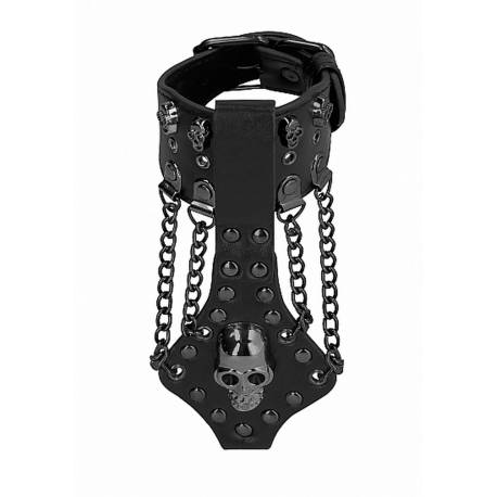 Ouch! Skulls And Bones - Bracelet With Skulls And Chains - Black