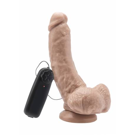 Dildo 8In. With Balls Vibrator Light Skin Tone