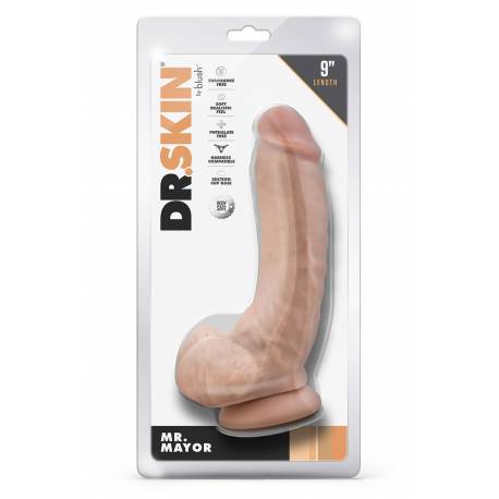 Dr. Skin Mr. Mayor 9 Inch Dildo With Balls Beige