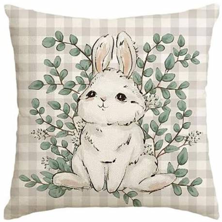 Lniana Poszewka Na Poduszkę 45 X 45 Cm Motyw Wiosenny Króliczek Pod227
