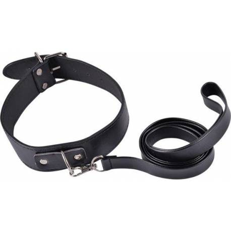 Kinky Collar Black Collar With Leash Adjustable