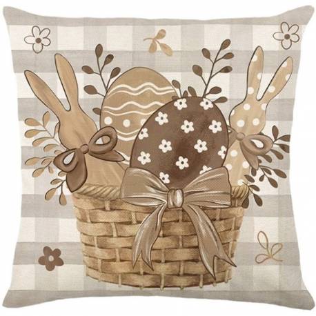 Lniana Poszewka Na Poduszkę 45 X 45 Cm Koszyczek Wielkanocny Pod211