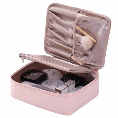 Kosmetyczka Rozkładana Elegancka Kuferek Etui Pudrowy Róż Ks87