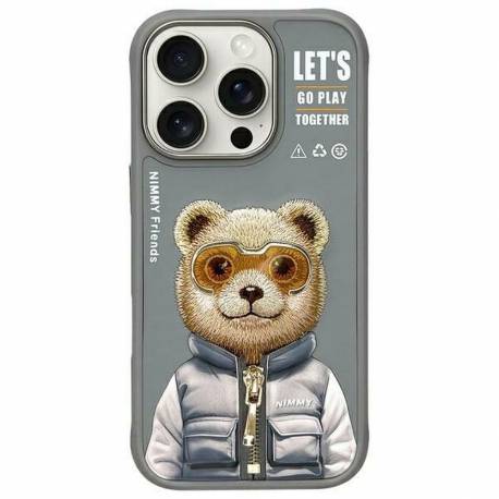 Nimmy Futerał Cool&cute 2.0 Bear Do Iphone 16 Pro Szary
