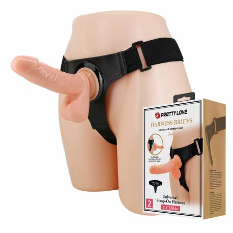 Pretty Love - Harness Briefs- Tom, Universal Strap-On, 7.4'' Dildo