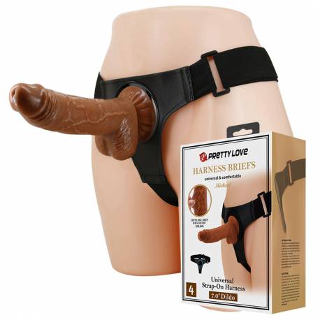 Pretty Love - Harness Briefs- Micheal, Universal Strap-On, 7.0'' Dildo