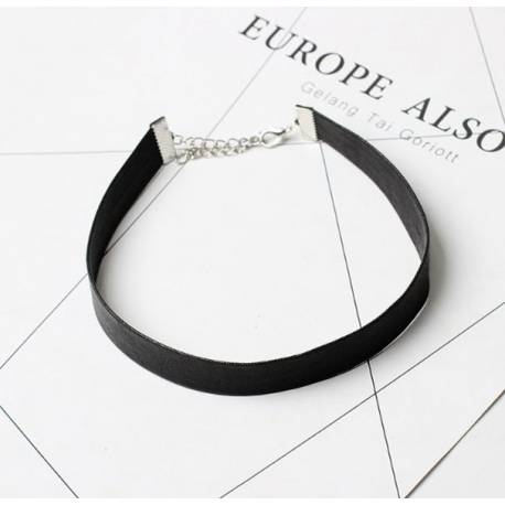 Naszyjnik Choker Skórzany - Czarny N480Cz