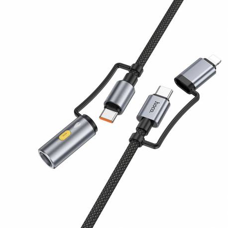 Hoco Kabel All-In-One Typ C / Lightning Do Typ C / Zapalniczka Samochodowa Pd 3A 60W U138 1,2 M Szary