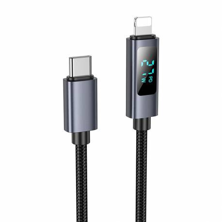 Hoco Kabel Typ C Do Lightning Z Wyświetlaczem Pd 27W X112 1 M Czarny