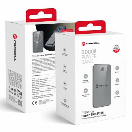 Powerbank Zgodny Z Magsafe Forcell F-Energy Superslim F5K8 Qc4.0 Pd3.0 15W 5000 Mah Szary 0Int