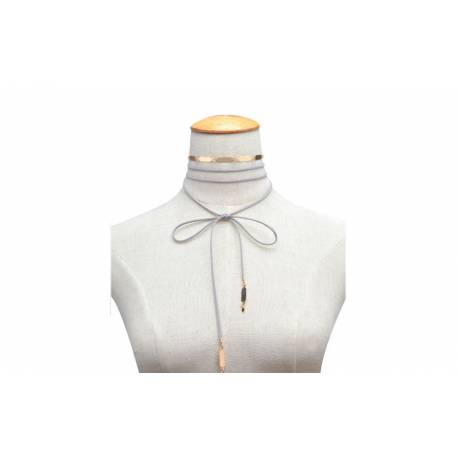 Naszyjnik Choker Opalizujący - Szary N493Sz