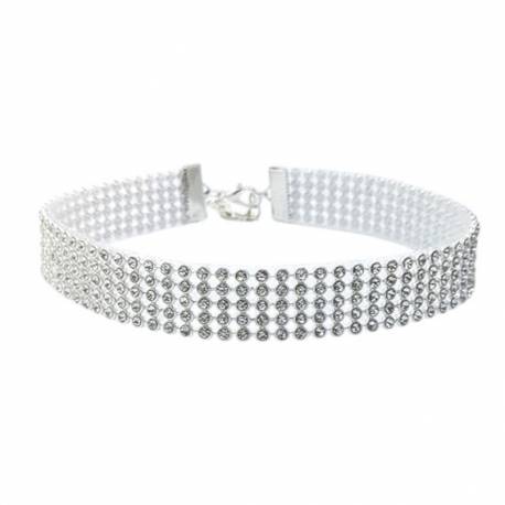 Naszyjnik Choker Kryształki 1,6 Cm Srebrny