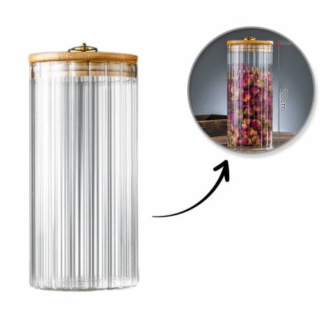 Cukiernica, Pojemnik Ryflowany Z Przykrywką Bambusowa, Rozm. L, 1150 Ml 1Szt Szk169