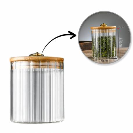 Cukiernica, Pojemnik Ryflowany Z Przykrywką Bambusowa, Rozm. S, 550 Ml 1Szt Szk167
