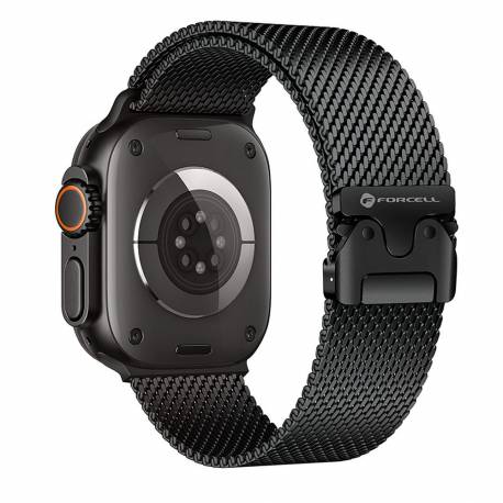 Pasek Do Apple Watch Forcell F-Design Fa11 Zatrzask Stal 42 / 44 / 45 / 49 Mm Czarny