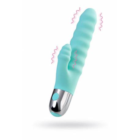 Relief Vibrator With Clitoral Stimulation Flovetta Flax, Silicone, Mint, 17.5 Cm