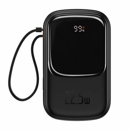 Baseus Powerbank 20 000 Mah Z Wbudowanym Kablem Typ C + Kabel Usb A Do Typ C Pd Qc3.0 3A 22,5W Ppqd060301 Czarny