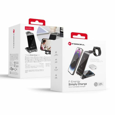 Ładowarka Indukcyjna Forcell F-Energy 3W1 Simply Charge Kompatybilna Z Apple Watch I Samsung Watch Szara