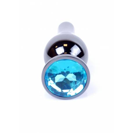 Plug-Jewellery Dark Silver Butt Plug- Light Blue