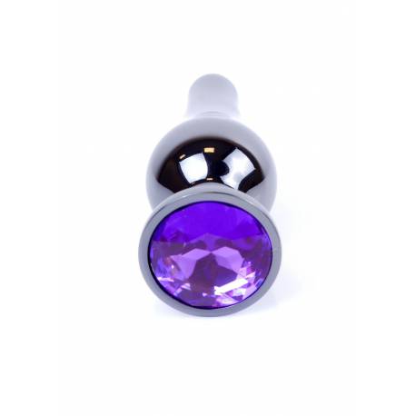 Plug-Jewellery Dark Silver Butt Plug- Purple