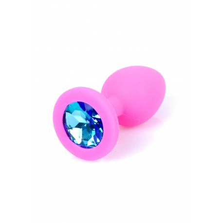 Plug-Jewellery Pink Silicon Plug Small- Light Blue Diamond