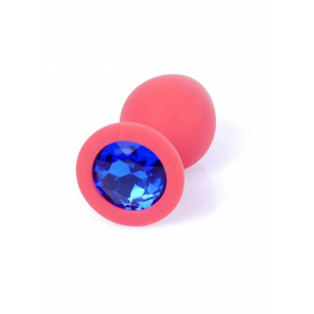Plug-Jewellery Red Silicon Plug Medium- Blue Diamond