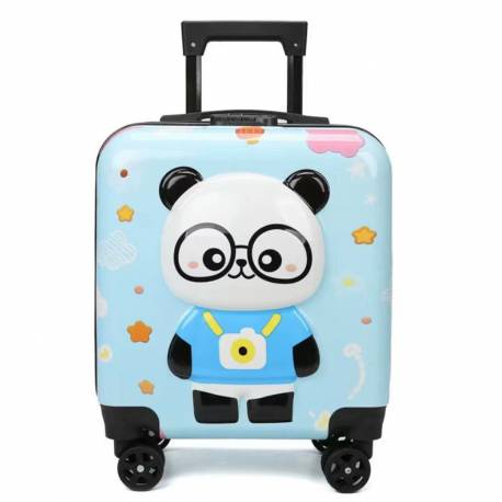Walizka Dziecięca Kabinowa Bagaż Dzieci Z Szyfrem Panda Niebieska Wp07