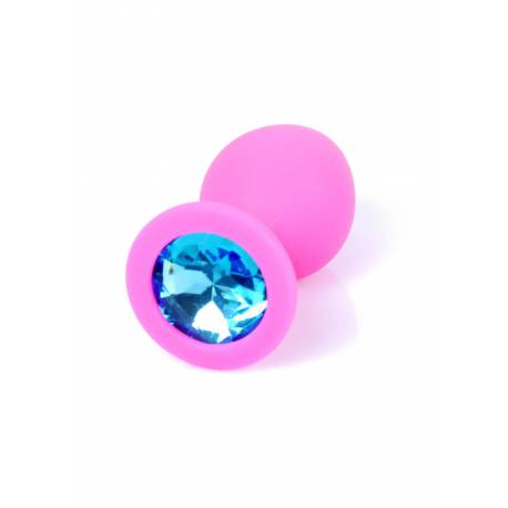 Plug-Jewellery Pink Silicon Plug Medium- Light Blue Diamond